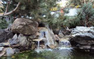 Сооружение водоема с водопадом